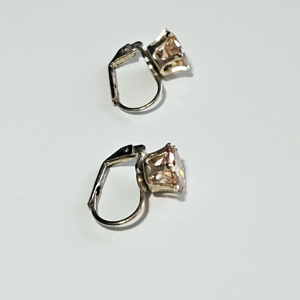 **Last Chance!!Final Sale** Gold Tone Champagne Colored Rhinestone Leverback Ear - Picture 5 of 8